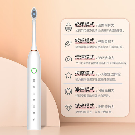 New electric toothbrush rechargeable adult soft-bristled waterproof sonic vibration home couple toothbrush Sakura pink base fast charging 12 brush heads + stand + travel box