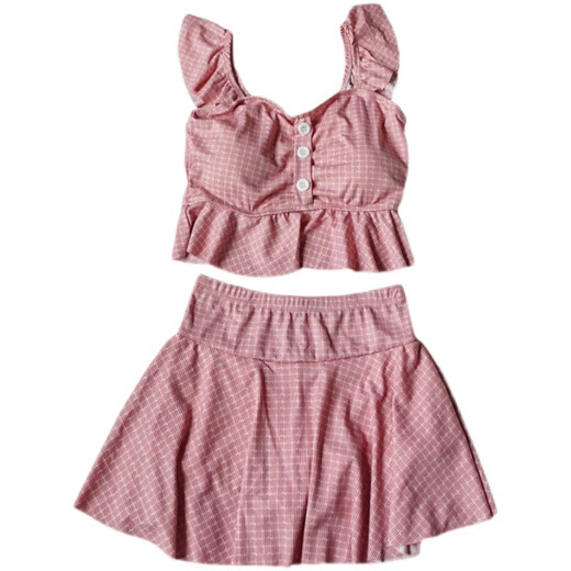 Cool Zhang (Kuzhang) Swimsuit Split Jupe partagée Femme Boxer CELORT PORTE CORÉAN COREAN PLaid Cute Girl Fresh Beach Hot Spring Spring 695 Hidden Blue L Recommandé 95-108jin [Jin est égal à 0,5 kg]