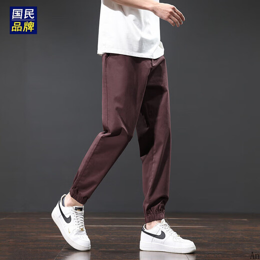 Hailan Home High-End Ice Seidenhose Sommer Herren 2025 Dünne schlanke geradlinige Gelegenheitshose atmungsaktive personalisierte Hose schwarz uk738 2xl 140-155jin [Jin gleich 0,5 kg]
