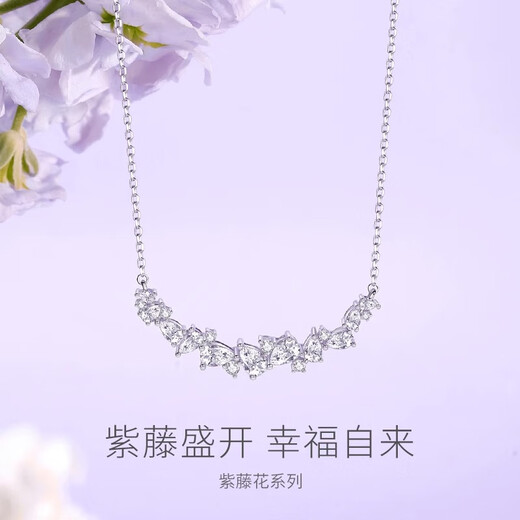 Fanci Fan Qi Wisteria Flower Smile Necklace Women's Fashion Silver Clavicle Chain Birthday Light Luxury High-Level Gift for Girlfriend Purple Necklace