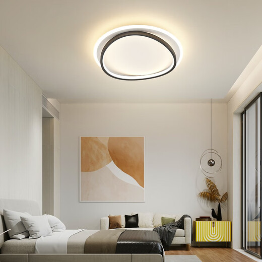 LED Plafond Light salon chambre Lumière moderne simple atmosphérique Master chambre principale carrée nordique pour enfants lampe de chambre 1W citron jaune 9922 rond noir 55 cm Extreme