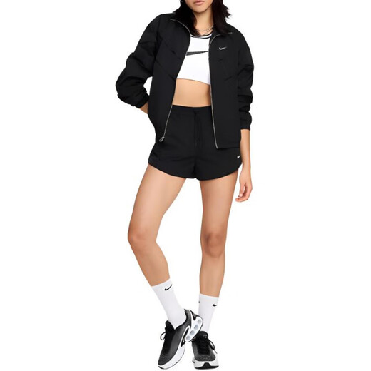 NIKEWindrunner woven loose full zipper jacket for women black/white black/white XS