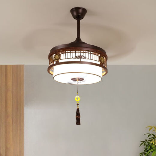 Alima neuer chinesischer Fan Kronleuchter Schlafzimmer Wohnzimmer Massives Holz Unsichtbares Haus chinesischer Retro-Lüfterfrequenz-Konvertierung Restaurant Kronleuchter 9896 Drei-Farben 48-Zoll-DC-Frequenzumwandlung Stummes reines Kupfer