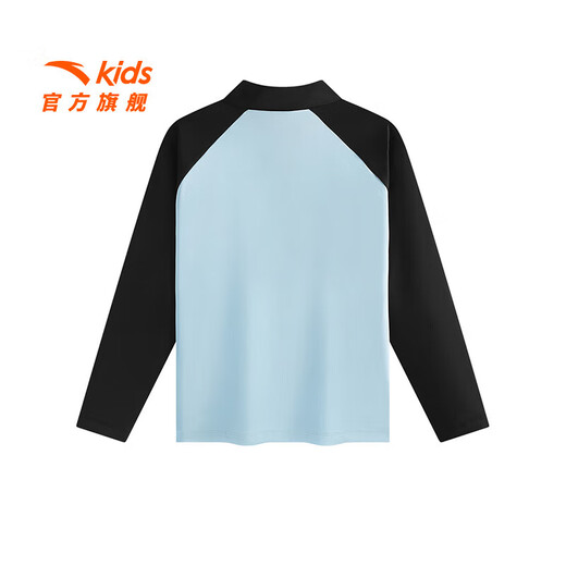 ANTA Children's T-shirt Universal Children's Clothing 2025 Autumn New Style Comfortable Breathable Light Warm Velvet Running Training Knitted Short-Sleeved Shirt Long T Men's Yuzhu Blue 5401-3 130