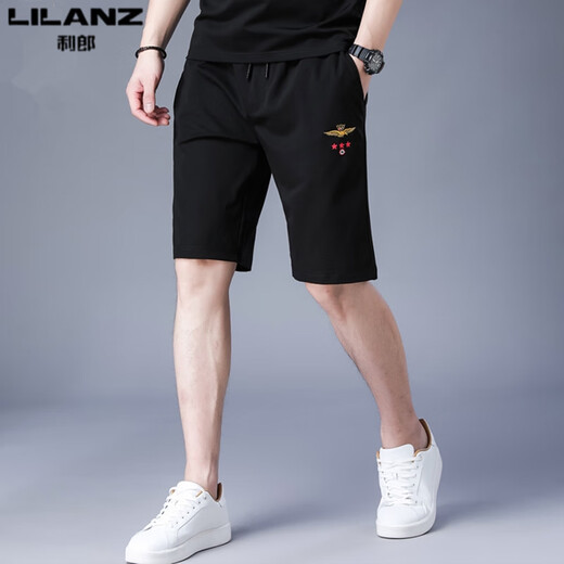 Lilang Herren Casual Shorts Herren 2025 Neuer Sommer Dünnstil Vielseitiger Sport schnapptrocknen Männerfünf-Punkte-Hosen Schwarz 13067 m 165 (geeignet für Gewicht 90-120 Jin [Jin gleich 0,5 kg])