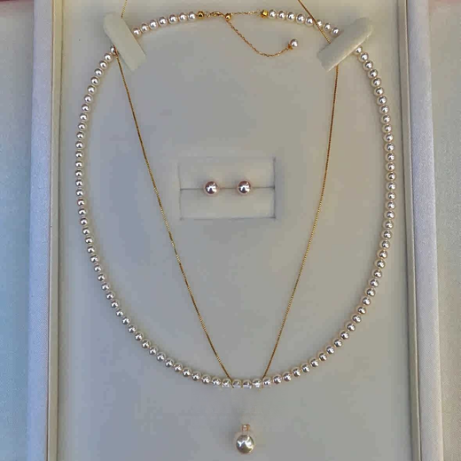 Kawamori Akoya seawater small pearl necklace 18K gold buckle adjustable goddess grade baby beads aurora light bulb millet bead chain single 18K gold buckle colorful grade special selection Akoya millet 3-3.5mm