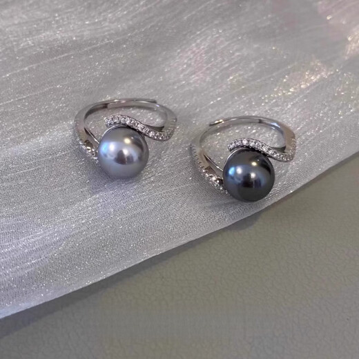 DL 1998DL1998 Australian white pearl ring summer light luxury sparkling diamond cross adjustable silver silver gray single pearl ring