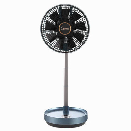 Midea Electric Fan Foldable Outdoor Wireless Charging Floor Fan Remote Control Timing High Wind Desktop Small Fan Home Portable Rotating Fan Light Sound Low Noise Energy Saving Shaking Head Dual-use Charging Model Three-stage Lift Integrated Telescopic Folding Storage 12 Wind Speeds