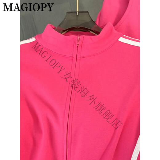 MAGIOPY International Luxury High-end Brand Spring Cool Spicy Pink Casual Sports Set Women's American Waist-Close Short Jacket Rose Red Two-Piece Set S (100Jin [Jin equals 0.5 kg])