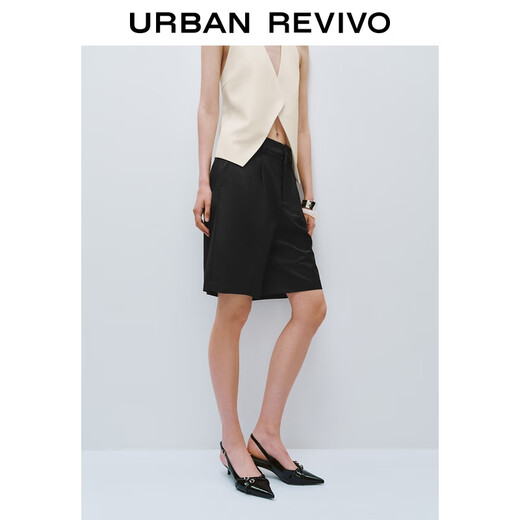 
UR2025 summer new women's clothing style commuting simple and versatile Bermuda shorts UWG650052 black S