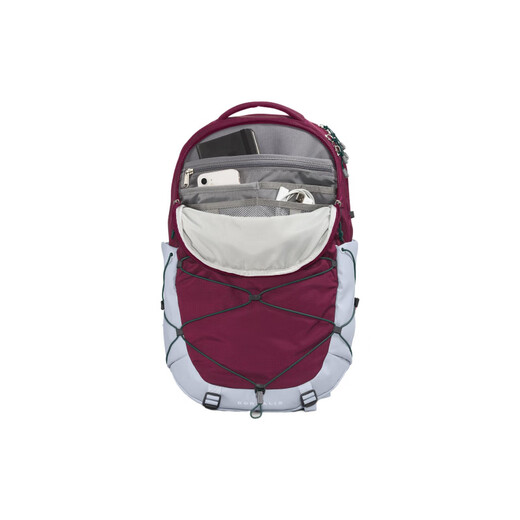 北面（The North Face）品牌Logo再生尼龙背包双肩包女款酒红色拼深蓝色 酒红色/深蓝色