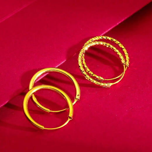 OIDSG Old Phoenix 999 Vietnamese sand gold baby's breath earrings women's imitation gold temperament plain hoop earrings that will not fade for a long time No. 1 baby's breath earrings 20 mm