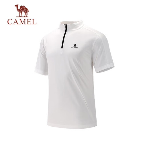 骆驼（CAMEL）冰感防晒运动上衣男速干透气跑步T恤 J15BAILP025 无际白 L