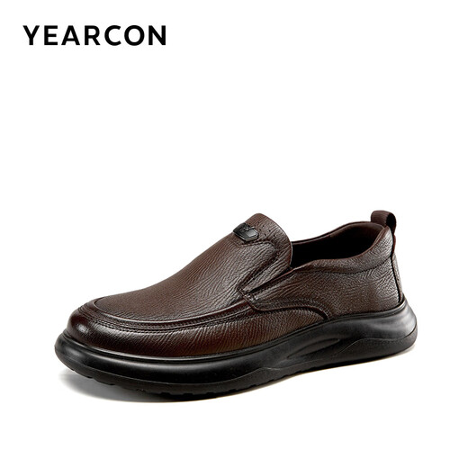Yierkan men's shoes autumn sheepskin comfortable slip-on leather shoes men's soft-sided slip-on business casual shoes 59171W Brown 40