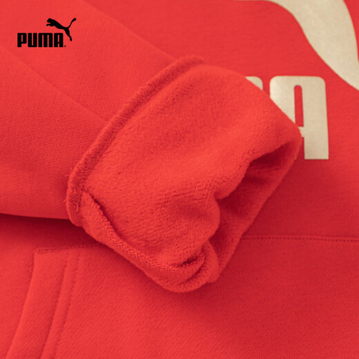Puma's new children's winter long-sleeved sweatshirt with hood, warm and fashionable, Chinese red 60601 170