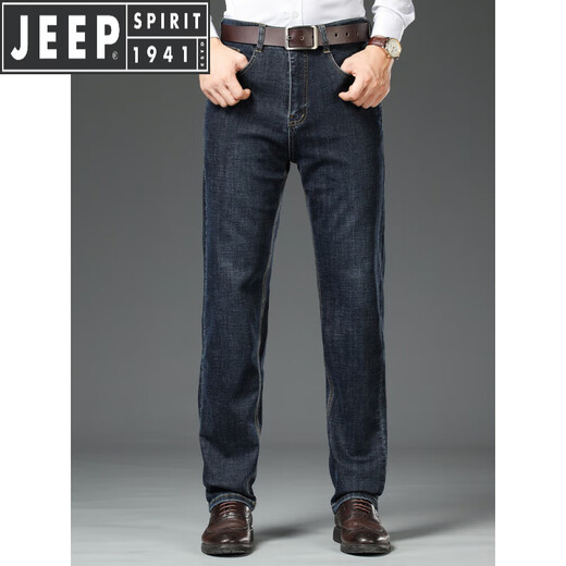 JEEP SPIRIT吉普高端牛仔裤男士夏季薄款直筒宽松中年高腰深裆商务休闲长裤子 黑灰-679 29 码【腰围2.2尺】