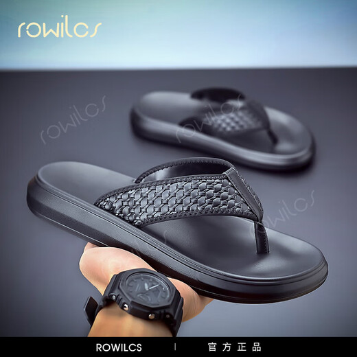 Rowilcs Slippers nuevas hombres Summer 2025 Nuevas chanclas versátiles casuales de moda y de moda Men Black 9836 38