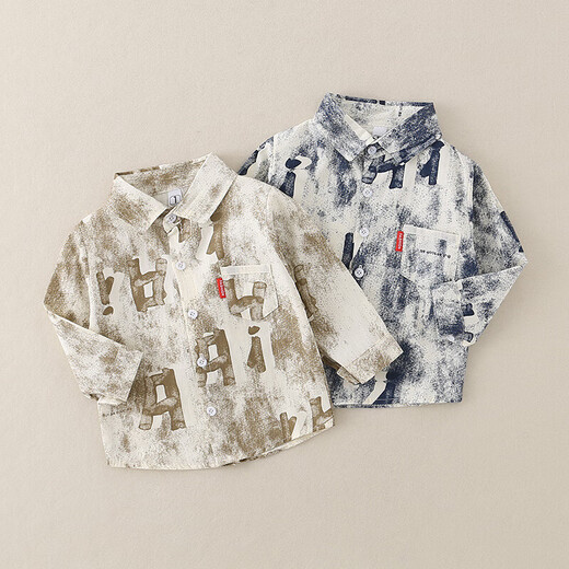 Baby boy 2025 spring new shirt casual Korean style children's spring and autumn outer wear shirt jacket trendy style blue 90 cm