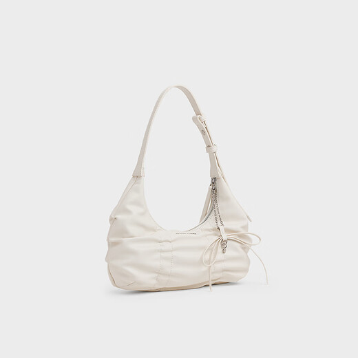CHARLES&KEITH25秋季新品复古褶皱蝴蝶结单肩腋下包CK2-40271626 Cream奶白色 S