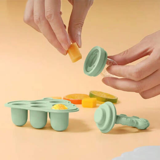 Infants and toddlers chewing teeth training teether meat puree fruit baby food supplement baby chewing ice tray set blue cat claw chewing music + food ice tray 1 pack