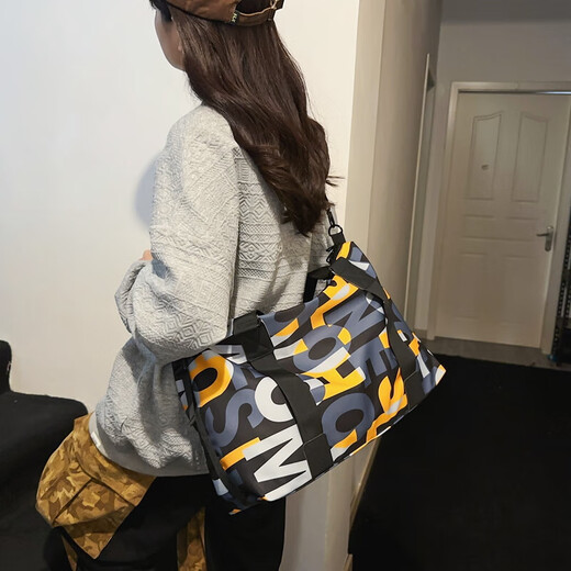 0305短途旅行女出差登机包大容量轻便运动健身包防水行李包手提袋 黄色
