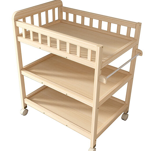 Keyoubi Massivholz Wickelwechseltisch bewegliche Pflegetisch Bademassage Multifunktionales Baby Neugeborenes Baby Berührung und Schminktisch 2-Schicht Windel Tischpartition Nicht-Solid-Holz