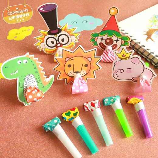Friendly children creative cartoon blowing roll birthday party trumpet blowing dragon whistle boy girl souvenir gift toy 10 cartoon characters blowing dragon randomly