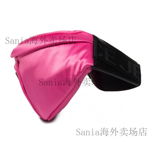 范思哲（VERSACE）品牌字母印拉链开合织物斜挎包腰包常规女款玫红色 基础装(包+防尘袋)