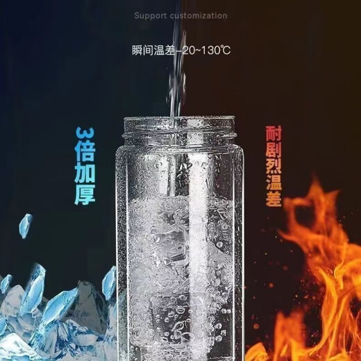 Fat Donglai's same style crystal double-layer car glass tea cup large capacity portable thickened transparent insulated cup for men 400ML rhombus crystal lid can be customized