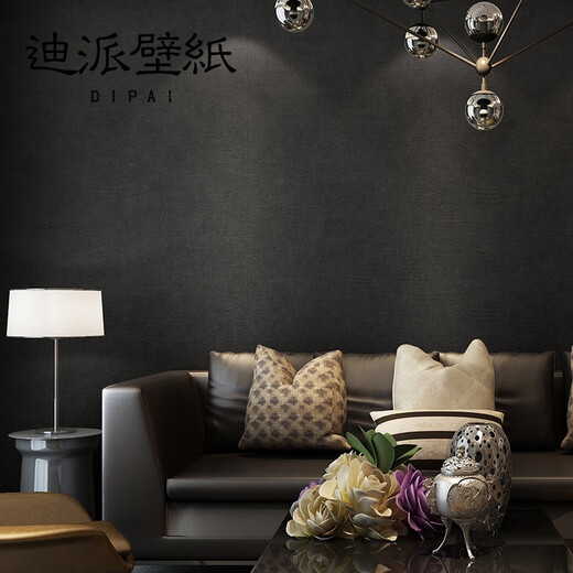 Dark pure pigment brown non-woven black wallpaper Nordic living room and bedroom background gray wallpaper sense SY1047F/dark gray 10 meters x 0.53 meters non-self wallpaper only