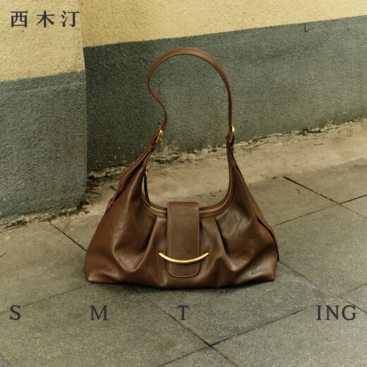 西木汀【西木汀】摩天轮 精致腋下包2025新款斜挎包女慵懒松弛感单肩包 美拉德棕_牛皮