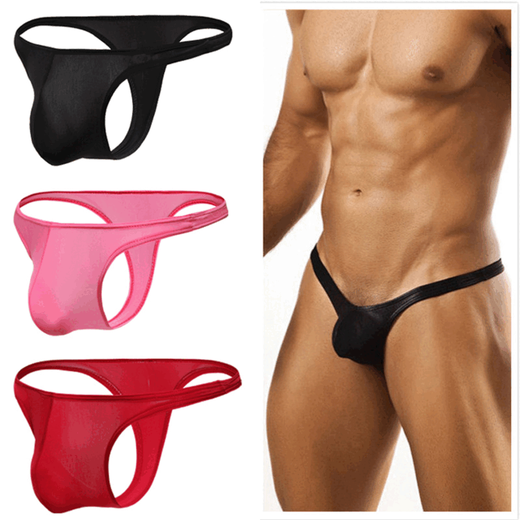 
Ban Feishi's new men's thong ice silk ice silk fabric trendy low waist sexy underwear thin belt ultra-thin underwear black S