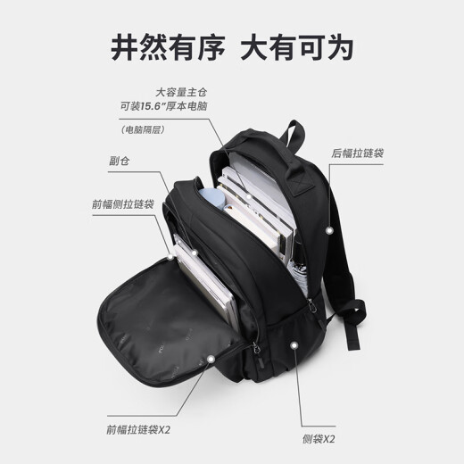 POLO双肩包男士旅行背包轻便学生书包15.6/16英寸电脑包男通勤出差包