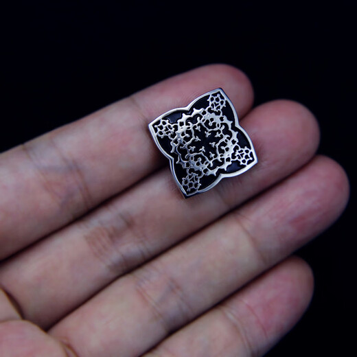 Tongrubi Men's Brooch Suit Brooch Silver Ottoman Shield Style Gold-plated Retro Lapel Pin Suit Corsage Silver Ottoman Shield Brooch + Cufflinks Set