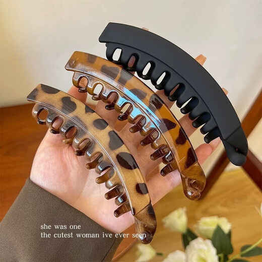 Banana clip back of head clip hair clip vertical clip twist clip hair accessories special hair clip for women high ponytail large size 2 pack black + amber