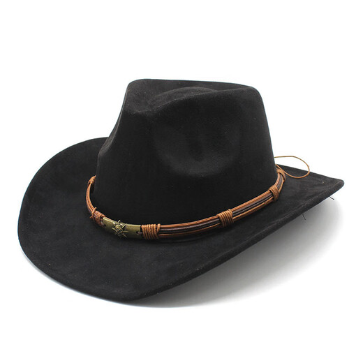 
XINBUCKS Western Cowboy Hat Minority Top Hat Casual Jazz Hat Outdoor Travel Stage Props Felt Hat Brown Suitable 55-58cm