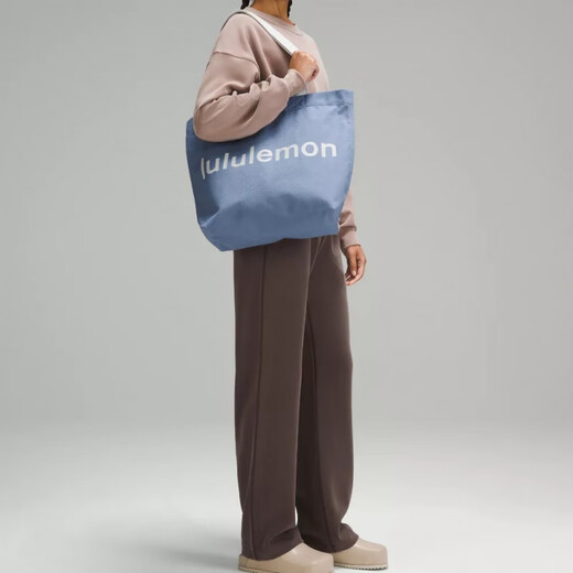 Lululemon17L Buchstabe bedruckte Schnappschnalle geschlossene Baumwolltasche Einkaufstasche Einkaufstasche One-Shoulder Handtasche normale Frauen grün Oase Blau