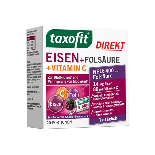 Taxofit德国修女元气补铁粉补铁补血改善贫血含叶酸维C铁20袋/盒 【优惠囤货】20条*4盒