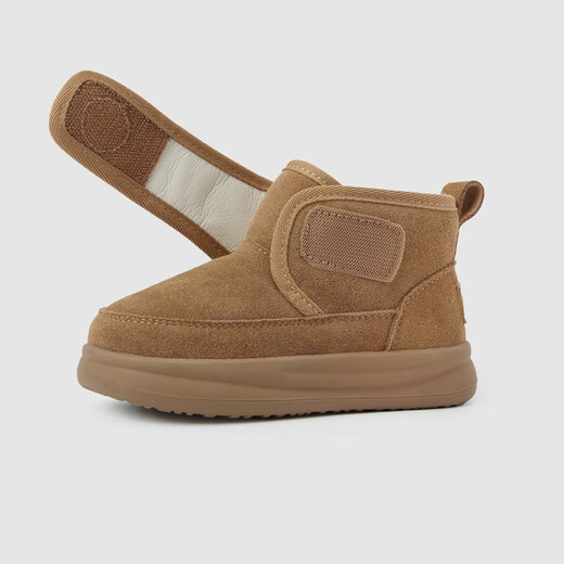 YEEHOO children's shoes, snow casual boots, winter velvet thickened soft-soled cotton boots for boys and girls, warm cotton shoes, brown 26, recommended foot length 14.8-15.3