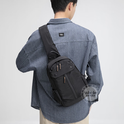 Walker Shop Bast Bag Men [Spinning Oxford résistant à l'eau] 2025 Nouveau sac à bandoulière de grande capacité à la mode à la mode Petit sac à dos noir Small (hauteur 33 * Largeur 21 * Épaisseur 10cm)