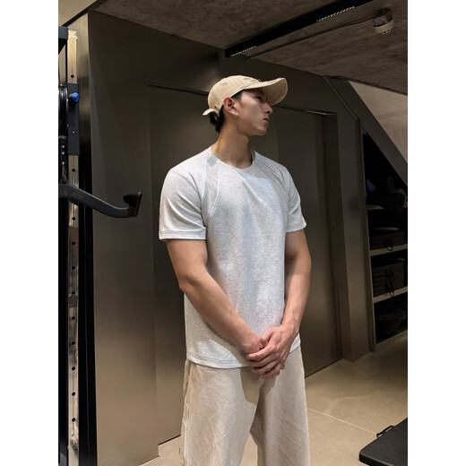 POUM美式高街潮牌短袖男士夏季冰丝棉休闲运动速干T恤TX902灰色XL