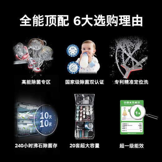 Bosch (BOSCH) Bosch Zeolite Z10 Pro Smart Master embedded 20 sets large capacity dishwasher SMH6ZMX99C 20 sets black