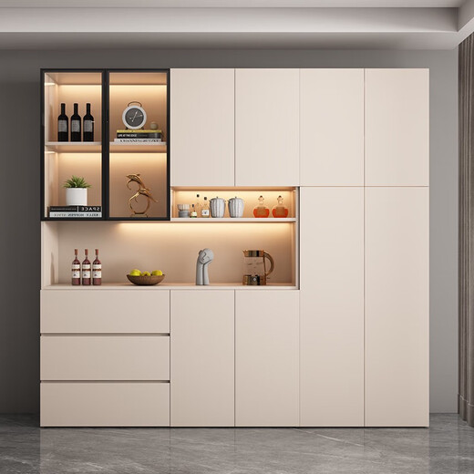 Quanpinwu 2025 Último gabinete lateral de comedor High Gabinete High Wall Simple Comining Almacenamiento Gabinete Sala de estar Gabinete de vinos Gabinete de entrada 12240*40*220 Tablero ecológico