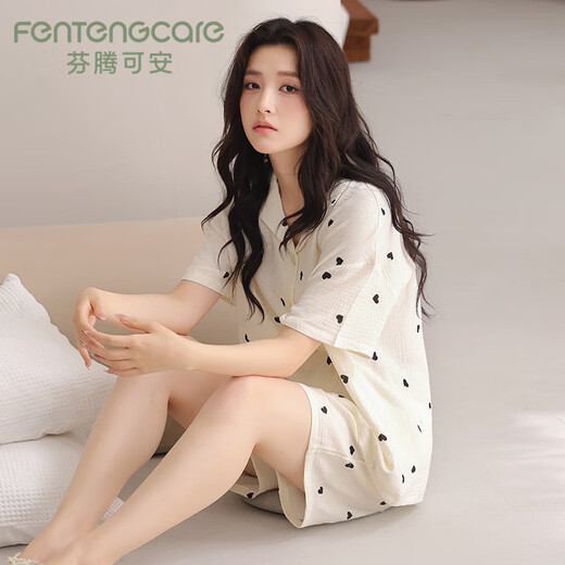 芬腾可安（FENTENGCARE）女士睡衣女夏季2025年新款云柔感短袖短裤开衫可外穿舒适家居服Q4