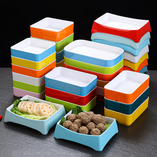 Sanqi Tiger Melamine Hotpot Restaurant Tableware Barbecue Hotpot Plate with Superposition Plate Buffet Plate Skewers with Vegetables Blue and White 15885 inches