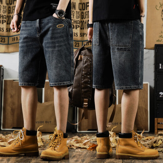 
Yiling Yibei's new American casual denim shorts men's summer loose large size versatile five-point pants 9926 blue 28 suitable for 90-105 Jin [Jin equals 0.5 kg]