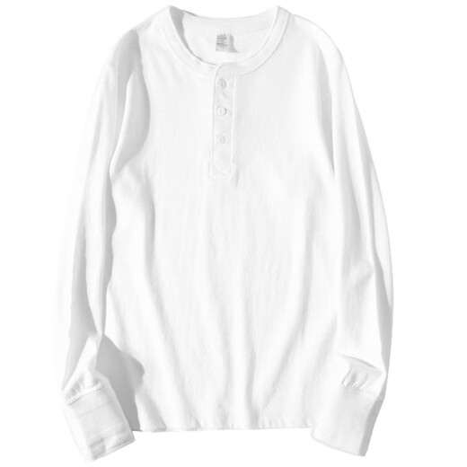 Kuraishi Kazuki trendy American Henry collar long-sleeved T-shirt men's spring and autumn pure cotton sweatshirt men's bottoming Henry shirt black 250g pure cotton L 130-155Jin Jin equals 0.5 kg