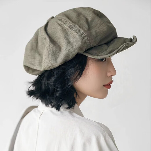 微光里日系文艺复古报童画家帽子女大版显脸小贝雷帽四季款八角帽男褶皱 贝雷帽【原宿绿】