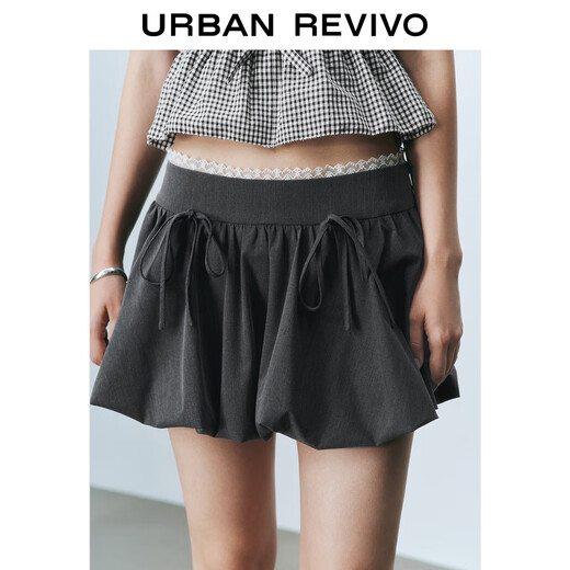 UR2025 new autumn women's ballet style spliced lace ultra short skirt UYU550071 dark gray (short and lined) M