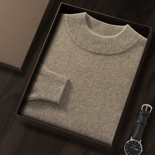 
Mongolian cashmere Ordos City cashmere sweater for men in autumn and winter men's half turtle neck double-strand thickened sweater casual knitted base shirt Navy blue L 130----150Jin [Jin equals 0.5 kg]